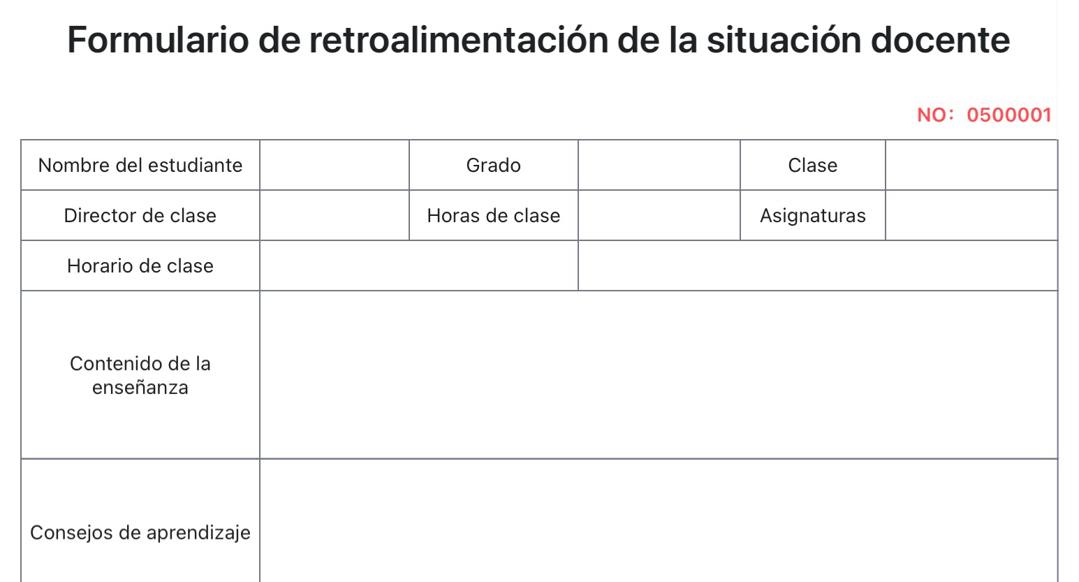 Formulario de retroalimentación de la situación docente